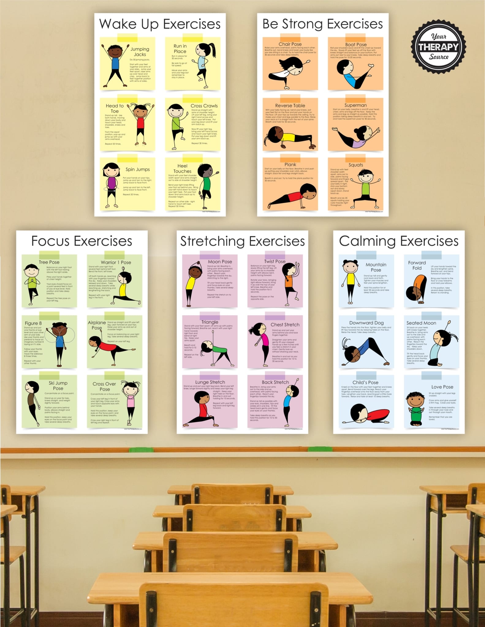 This is for the PRINTED version of the exercises posters for kids - Exercises for Classroom and Home.