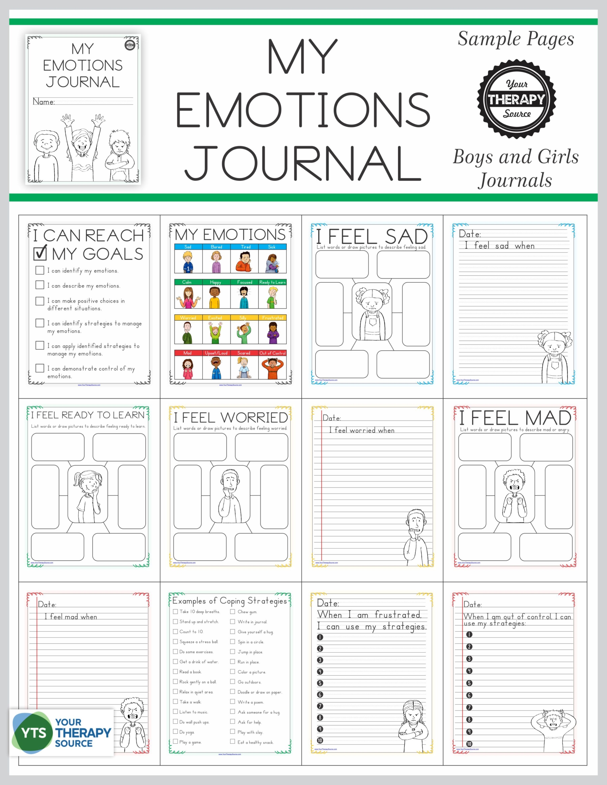 Emotional Regulation Worksheets - For Boys and Girls