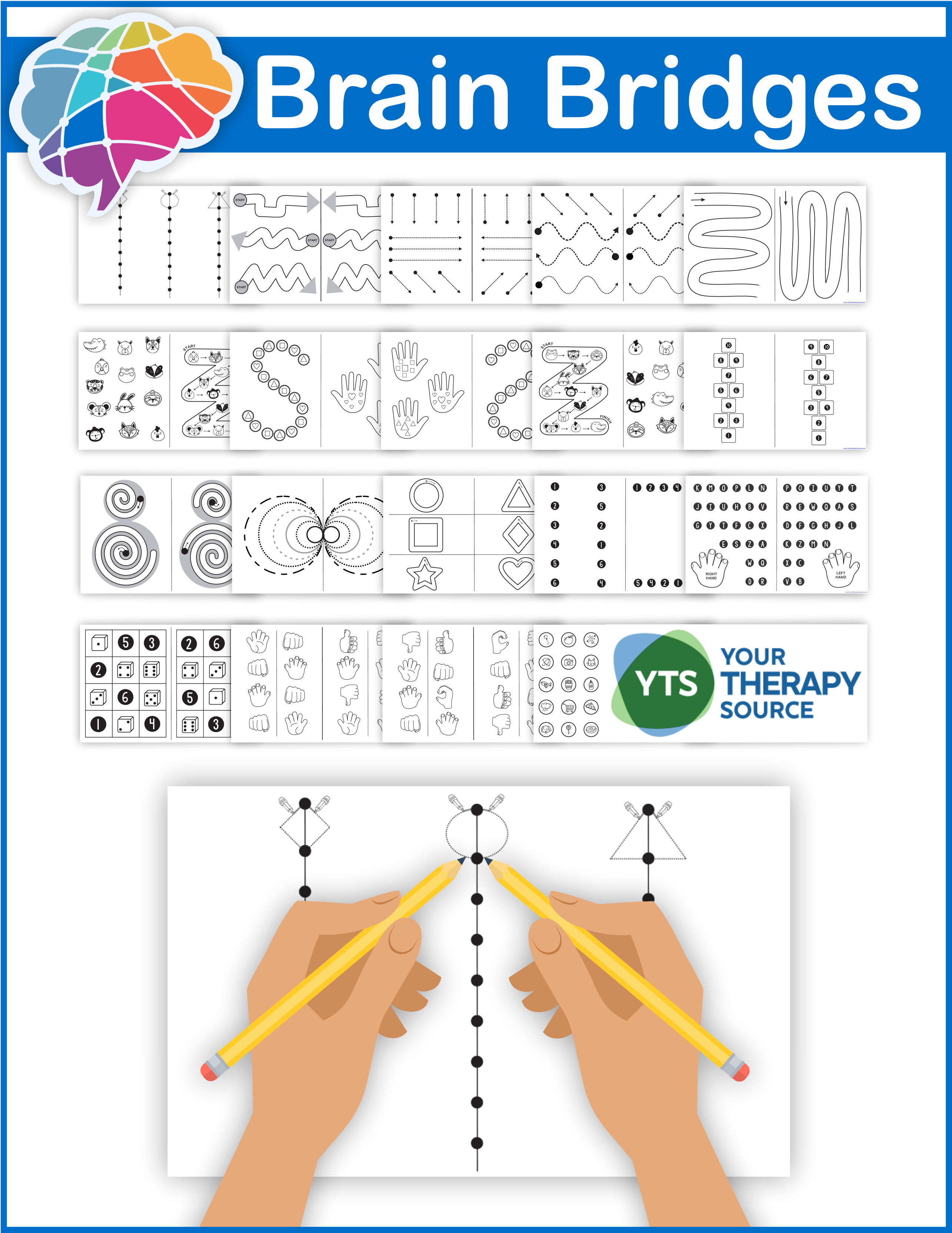 Brain Bridges Bilateral Coordination Worksheets DIGITAL